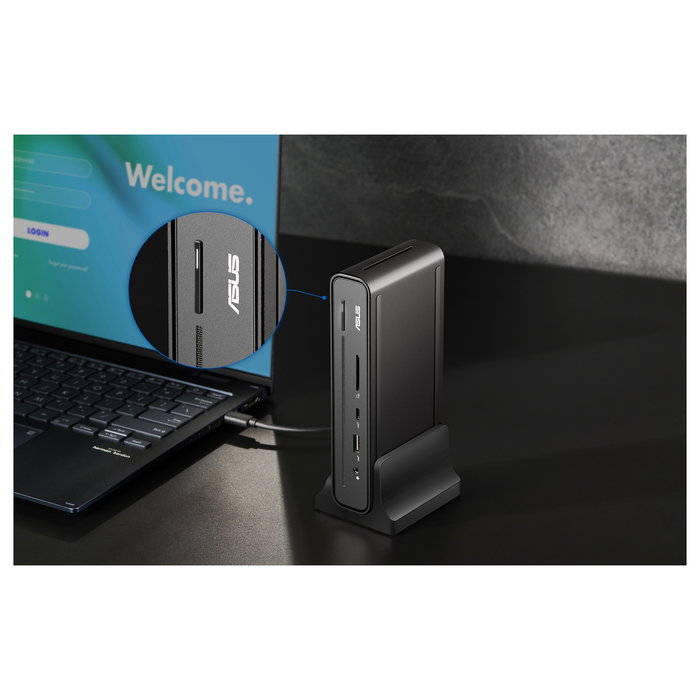 ASUS DC300 Dock USB-C con 90W Power Delivery, Triple Pantalla 4K HDMI 2.0/DP 1.4, Ethernet Gigabit, 4 Puertos USB, Lector SD, Negro