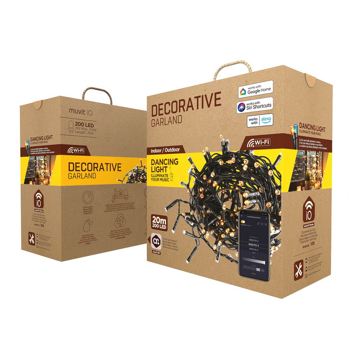 Muvit Guirnalda Decorativa Io Wifi Rgb Exterior Interior 60 Led Alexa Google Compatible