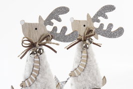 DKD Home Decor Figura Navidad Reno Alpina Blanco Rojo Marrón MDF Poliéster 4 x 20.5 x 8 cm (12 Unidades)