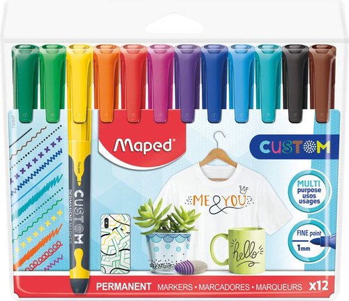 Marcador Permanente Maped Custom Conico 1 Mm. Bolsa De 12 (Set de 12) Marcador Permanente Maped Custom Conico 1 Mm. Bolsa De 12 (Set de 12)