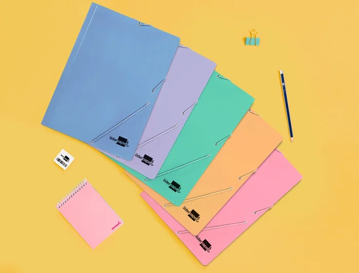 Liderpapel Carpeta Gomas Tres Solapas Cartón Plastificado Folio Colores Pasteles Surtidos
