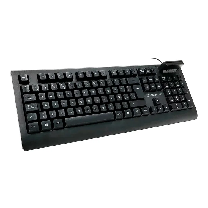 Unykach Teclado KB918 USB Español QWERTY de 105 Teclas con Lector Inteligente de Tarjetas PC/SC para DNIe y Sanidad, Negro Unykach Teclado KB918 USB Español QWERTY de 105 Teclas con Lector Inteligente de Tarjetas PC/SC para DNIe y Sanidad, Negro