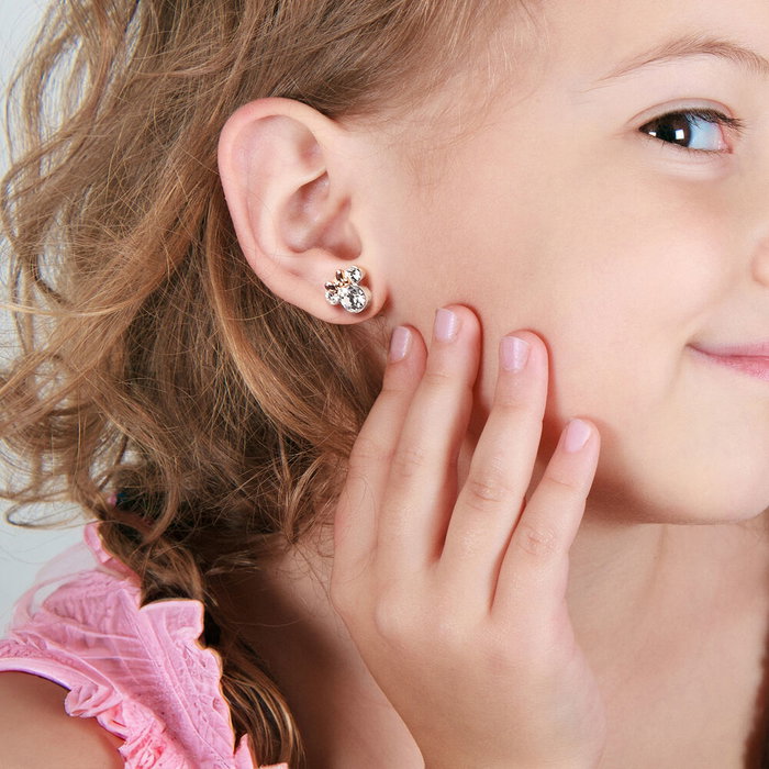 Disney Pendientes Minnie Plata Bañados En Plata Cristal Chapado Dos Tonos Oro Rosa Disney Pendientes Minnie Plata Bañados En Plata Cristal Chapado Dos Tonos Oro Rosa