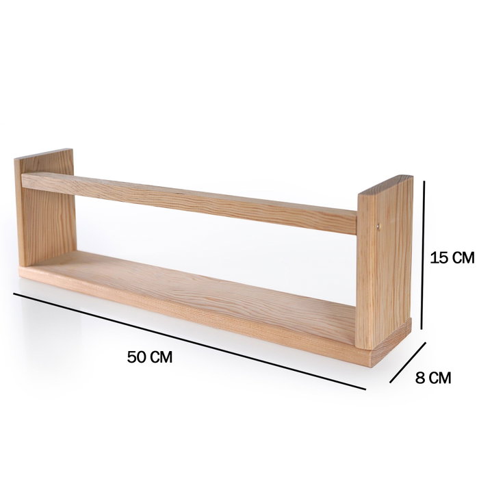 Hanah Home BLTYZ-AKTV040 Estantería de Pared 100% Madera de Pino Maciza Roble 50x15x8 cm (3 Piezas)