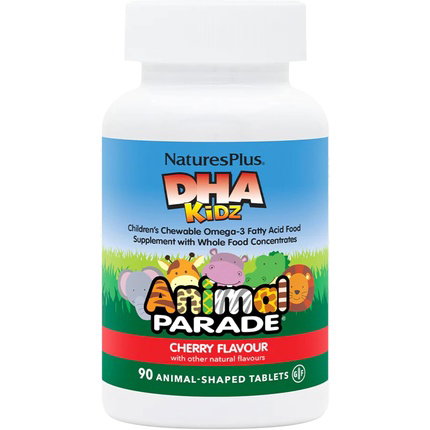 NATURES PLUS Animal Parade DHA 90 comprimidos masticables sabor cereza