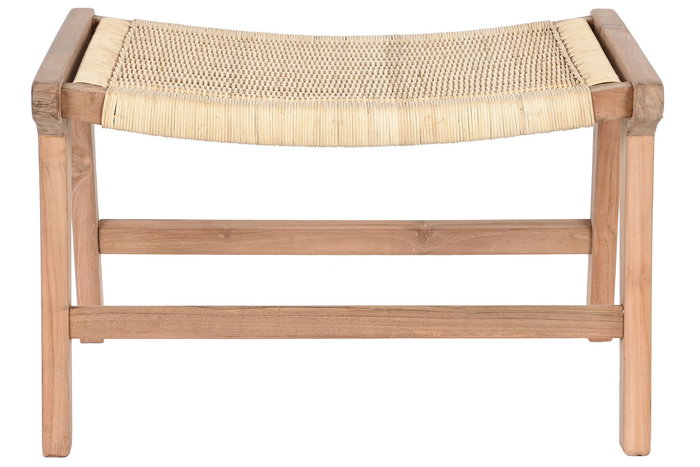 DKD Home Decor Descalzadora Teca Ratan Marron Beige 47 x 40 x 65 cm