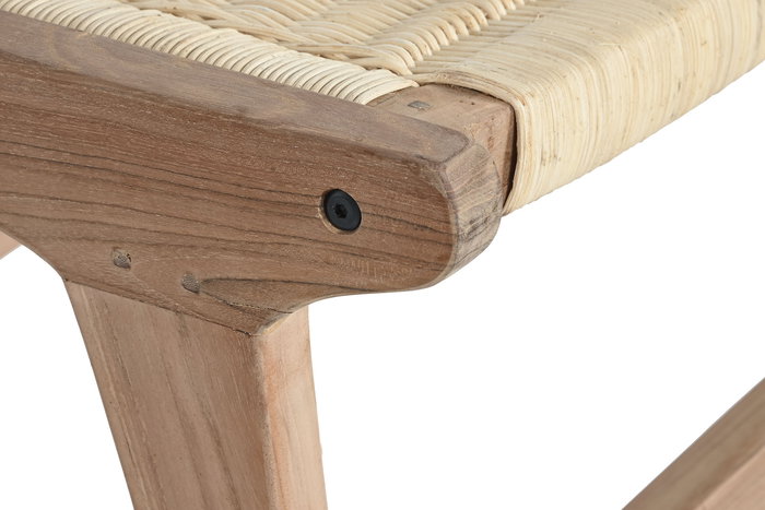 DKD Home Decor Descalzadora Teca Ratan Marron Beige 47 x 40 x 65 cm