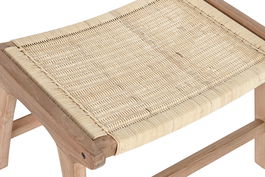 DKD Home Decor Descalzadora Teca Ratan Marron Beige 47 x 40 x 65 cm