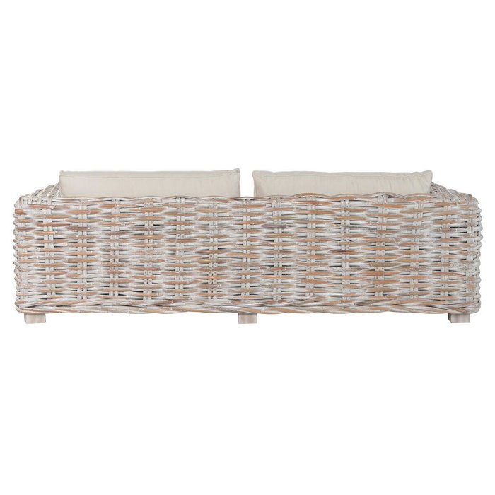 DKD Home Decor Indo 2c25 Sofá Balinés Bicolor Ratán 103 x 64 x 220 cm Set de 4 con Cojines