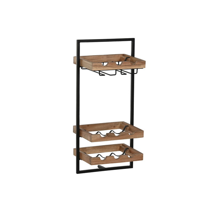 DKD Home Decor Botellero de Acacia y Metal Natural y Negro DKD Home Decor Botellero de Acacia y Metal Natural y Negro