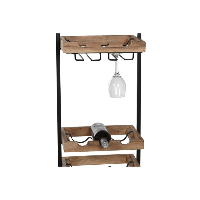 DKD Home Decor Botellero de Acacia y Metal Natural y Negro DKD Home Decor Botellero de Acacia y Metal Natural y Negro