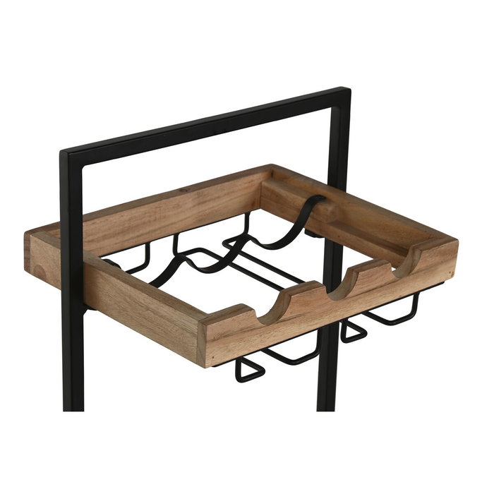 DKD Home Decor Botellero de Acacia y Metal Natural y Negro DKD Home Decor Botellero de Acacia y Metal Natural y Negro