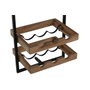 DKD Home Decor Botellero de Acacia y Metal Natural y Negro