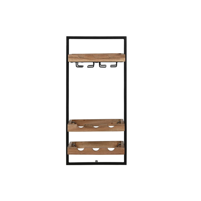 DKD Home Decor Botellero de Acacia y Metal Natural y Negro DKD Home Decor Botellero de Acacia y Metal Natural y Negro