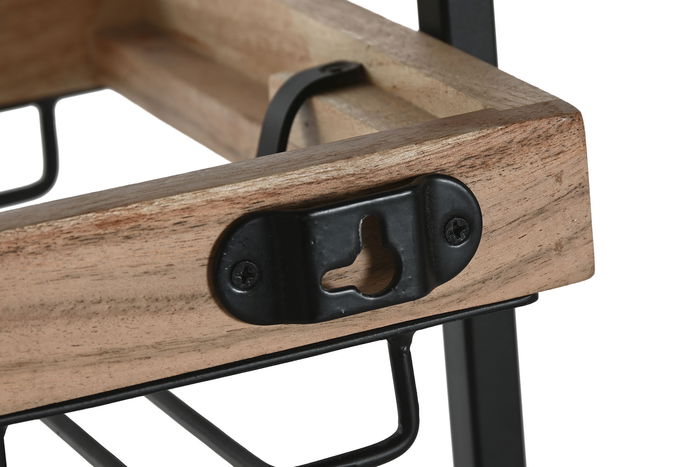 DKD Home Decor Botellero Natural Negro Acacia Metal 25 x 75 x 35 cm