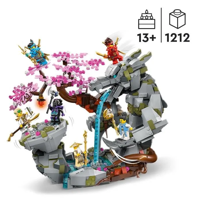 LEGO 71819 NINJAGO Santuario de Roca del Dragón, Juguete de Construcción Ninja, Set con 6 Minifiguras