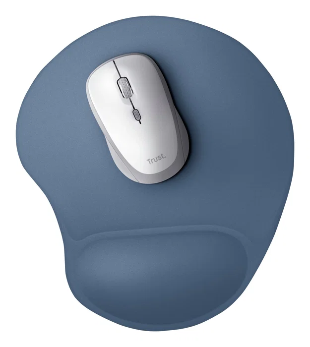 Trust 26011 Alfombrilla para Ratón con Reposamuñecas, de Gel Azul Monocromo, 205x236 mm