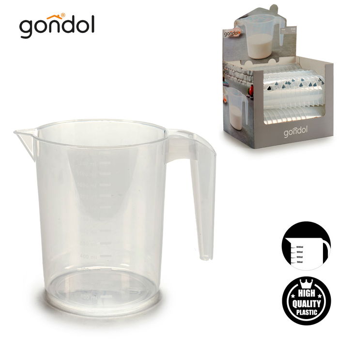 Gondol Jarra Medidora Plástico Transparente 1,3 Litros 18.5x12.7x14.5 cm (Set de 48)