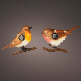 Lumineo Figura Solar Pájaro con 6 LEDs, Luz Cálida, Encendido Automático, Metal, para Exterior, 18 x 4.5 x 12 cm, Color Surtido