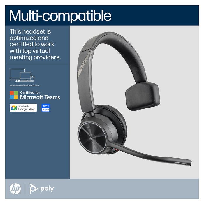 HP Voyager 4310 UC Mono Auriculares Inalámbricos USB-C Bluetooth con Base de Carga Certificados para Microsoft Teams