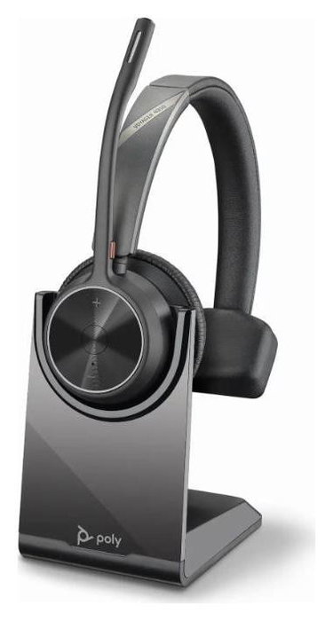Poly Voyager 4310-M con certificación Microsoft Teams, USB-C, adaptador BT700 y base de carga, Negro