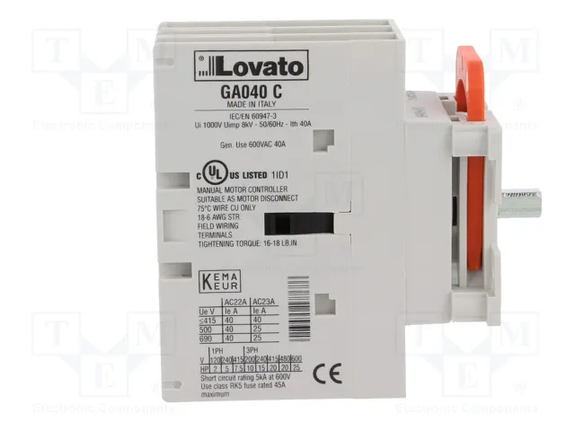 LOVATO ELECTRIC Interruptor de aislamiento GA 40A 3 polos LOVATO ELECTRIC Interruptor de aislamiento GA 40A 3 polos