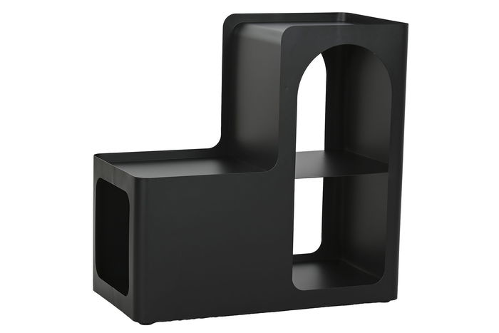 DKD Home Decor Mesita Auxiliar Urban Negra Metal 1 Estantería 30x60x60 cm