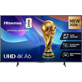 Hisense 50A6S TV 50" 4K UHD Smart TV con AI Upscaler, Dolby Vision, Game Mode Plus, HomeOS, Control por Voz, Diseño sin Marcos