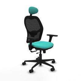 PIQUERAS Y CRESPO Silla de oficina Jorquera con mecanismo Sincro/Traslack, Turquesa y Negro