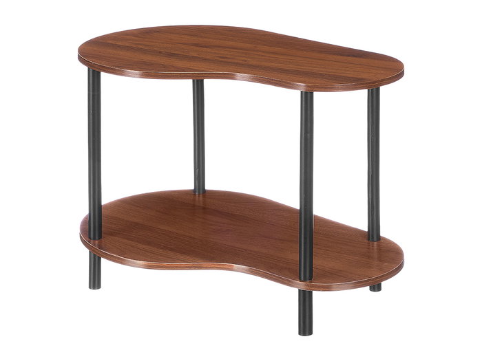 Giftdecor Mesa Auxiliar Forma Doble 57x37x41 cm Madera y Metal Marron y Negro