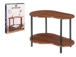Giftdecor Mesa Auxiliar Forma Doble 57x37x41 cm Madera y Metal Marron y Negro