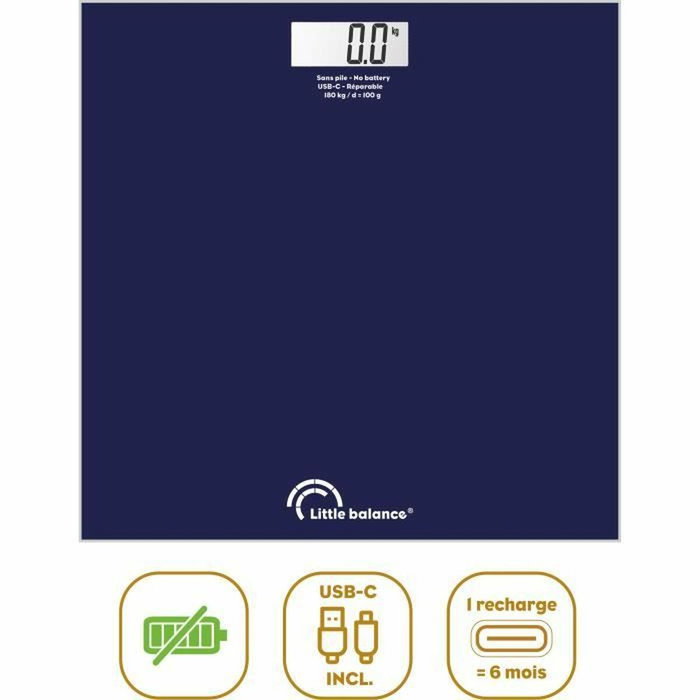 Little Balance Báscula de baño SB3 USB-C Azul medianoche Little Balance Báscula de baño SB3 USB-C Azul medianoche