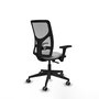 Silla de oficina Motilla con mecanismo Sincro tapizada con Tela color Gris claro y malla color Gris. Equipada con lumbar 1D, Brazos 3D y Ruedas 65 mm parqué