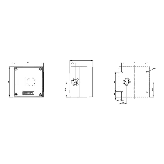 Siemens 3SU1801-0AA00-0AB1 Carcasa para dispositivos de mando de 22 mm redonda Siemens 3SU1801-0AA00-0AB1 Carcasa para dispositivos de mando de 22 mm redonda