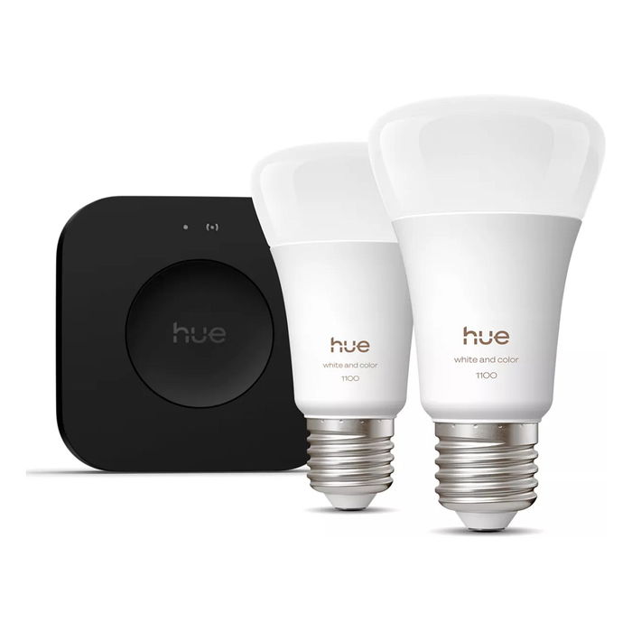 Philips Hue Bridge Pro + 2 E27 Kit de Inicio Inteligente Bombillas Color E27 Blanco y Color Ambiance