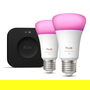 Philips Hue Bridge Pro + 2 E27 Kit de Inicio Inteligente Bombillas Color E27 Blanco y Color Ambiance