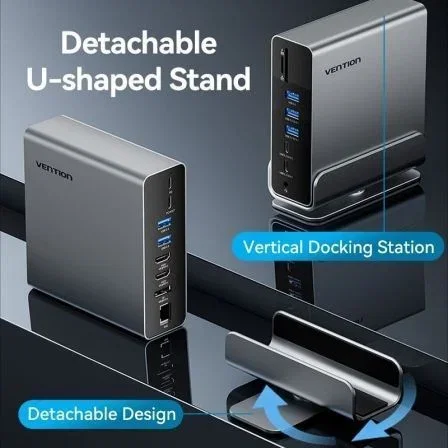 Vention TPUH0 Docking Station USB-C 15 en 1 con 2xHDMI 4K 60Hz, DisplayPort 4K 60Hz, USB-C PD 100W, 3xUSB-C, 5xUSB-A, RJ45, Lector SD/TF