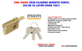 MCM Cilindro Europerfil Serreta 542 para Cerradura 1561 en Latón