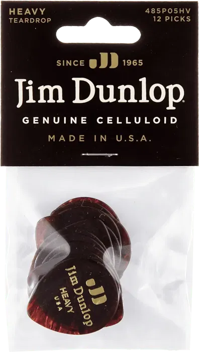 DUNLOP Pack 12 Púas Genuine Celluloid Teardrop Shell - Heavy