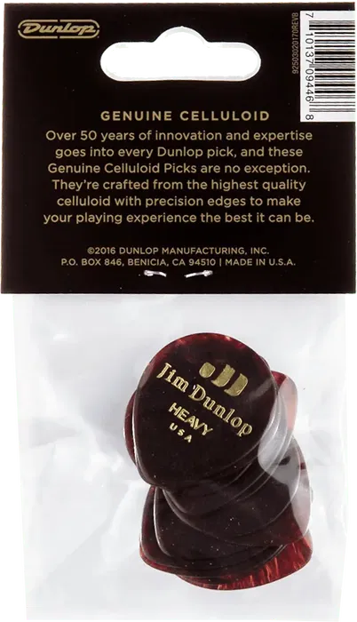 DUNLOP Pack 12 Púas Genuine Celluloid Teardrop Shell - Heavy