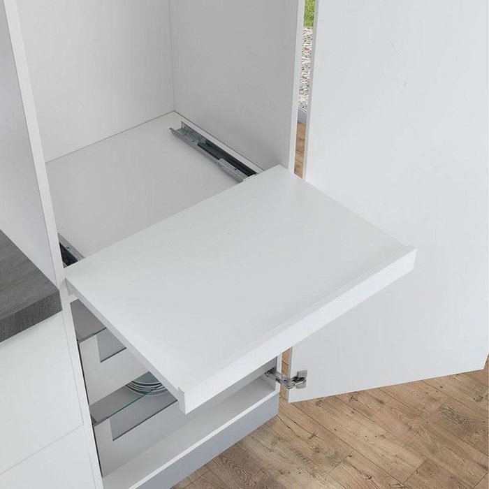 Salice Guía para Estante Extraíble Extracción Total 550mm, Cierre Amortiguado Smove y Apertura Push, Acabado Zincado (Pack 20)