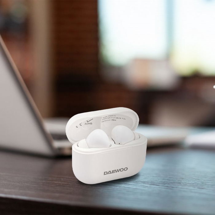 Daewoo Auriculares Inalambricos TWS Bluetooth 5.3 Color Blanco con Bateria 40mAh y Carga 500mAh