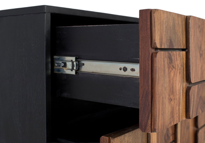 Giner y Colomer Cómoda Madera Mango Sheesham Wengué Nogal 3 Cajones Metal