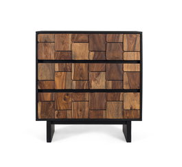 Giner y Colomer Cómoda Madera Mango Sheesham Wengué Nogal 3 Cajones Metal