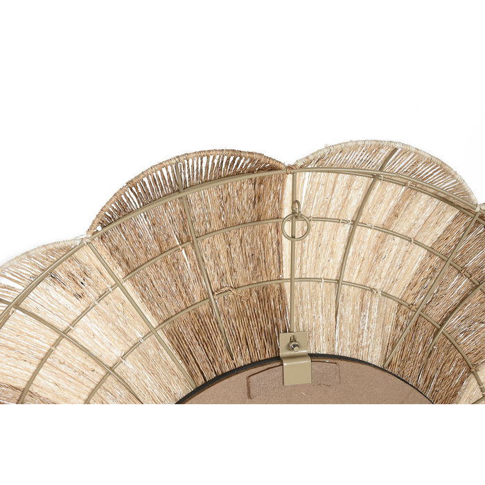DKD Home Decor Espejo Boho Ratán y Metal Natural Marrón 87 x 87 x 8 cm