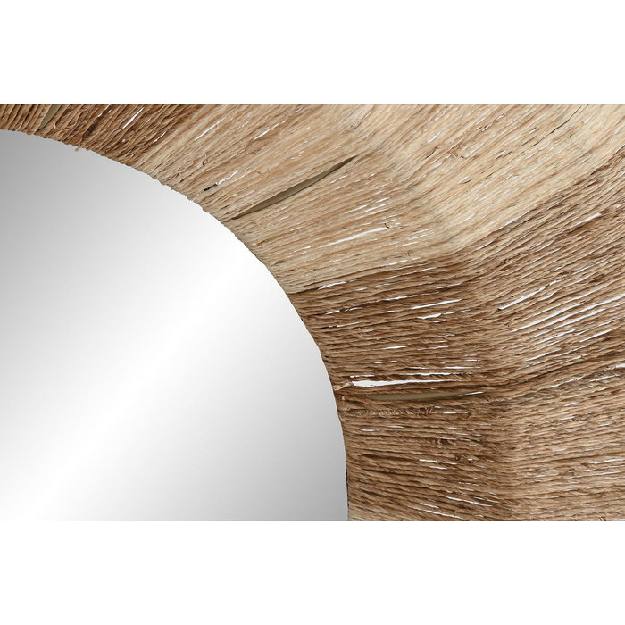 DKD Home Decor Espejo Boho Ratán y Metal Natural Marrón 87 x 87 x 8 cm