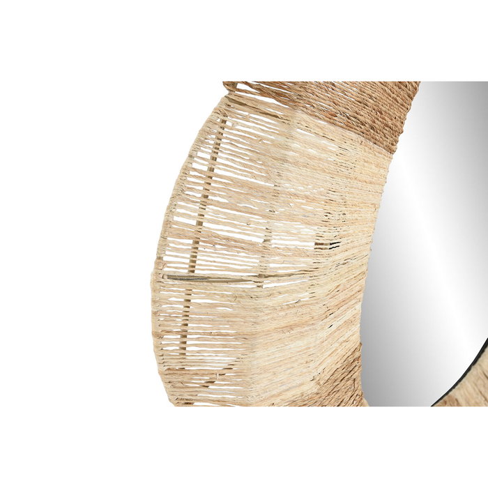 DKD Home Decor Espejo Boho Ratán y Metal Natural Marrón 87 x 87 x 8 cm