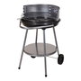 Barbacoa con Ruedas Ø 51 cm, Altura de Cocción Ajustable 65-75 cm, Parrilla de Metal Cromado, Color Negro/Gris