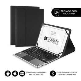 SUBBLIM Funda con Teclado Bluetooth Touchpad KeyTab Pro 9,6" a 10,8" TOUCHPAD Negra