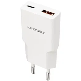 Nano Cable 10.10.2028 Cargador de Pared USB-C PD 30W + USB-A QC 30W Blanco
